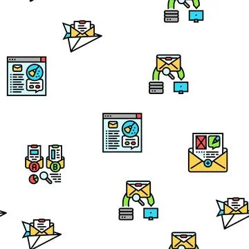 Email marketing internet web vector seamless pattern Stock Illustration