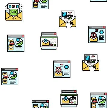 Email marketing internet web vector seamless pattern Stock Illustration