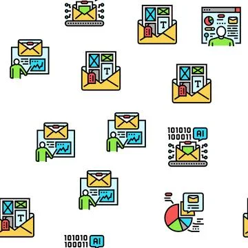 Email marketing internet web vector seamless pattern 스톡 일러스트