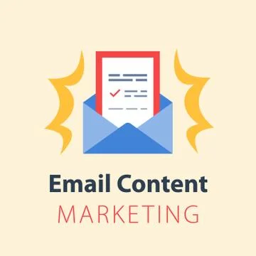 Email marketing, opened envelope, writing letter, news summary Stock Illustration