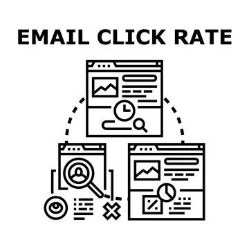 Email marketing performance analyzing click rate data Stock Illustration