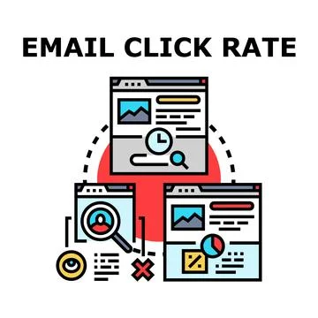 Email marketing performance analyzing click rate data Stock Illustration