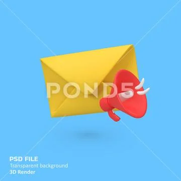 Email marketing with speaker notice isolated 3d render icon illustration PSD Template