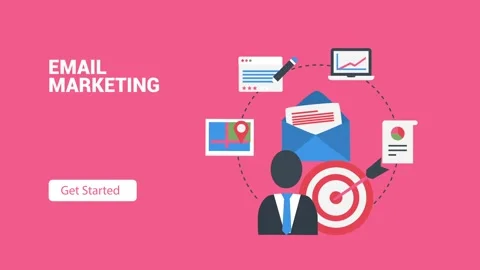 Email Marketing Strategy and Tools on Vibrant Pink Background Illustration Vídeos de archivo 341922426