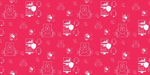Email marketing technology concept with red background and white icons showing Stock Illustration