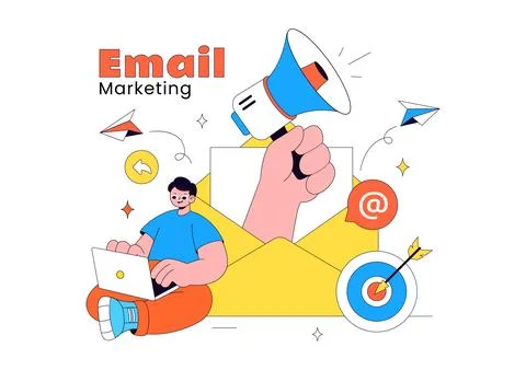 Email Marketing Vector Illustration Featuring Digital Campaign, Newsletter .. Stock Illustration