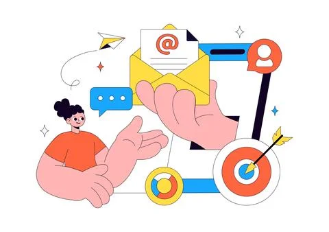 Email Marketing Vector Illustration Featuring Digital Campaign, Newsletter .. Stock Illustration