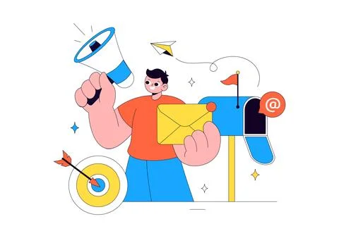 Email Marketing Vector Illustration Featuring Digital Campaign, Newsletter .. Stock Illustration