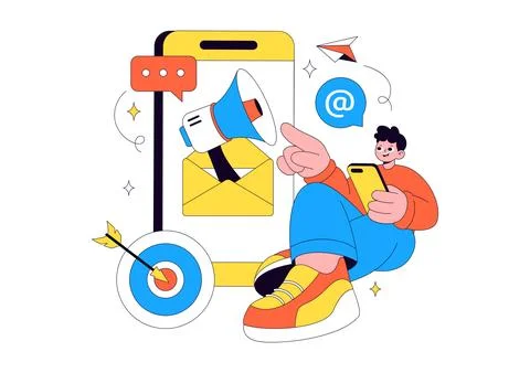 Email Marketing Vector Illustration Featuring Digital Campaign, Newsletter .. Stock Illustration