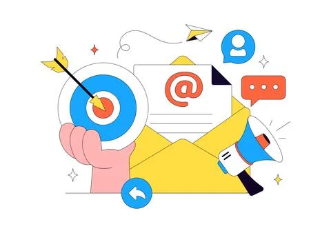 Email Marketing Vector Illustration Featuring Digital Campaign, Newsletter .. Stock Illustration