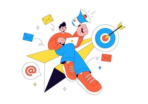 Email Marketing Vector Illustration Featuring Digital Campaign, Newsletter .. Stock Illustration