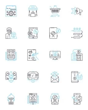 Email media linear icons set. Inbox, Spam, Attachment, Signature, Draft, Compose Stock Illustration