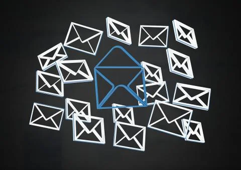 Email message app icons and dark background Stock Illustration