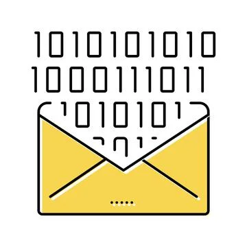 Email message with binary code color icon vector illustration 库存插图