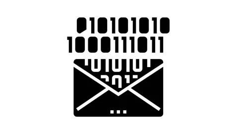 Email message with binary code glyph icon animation Vidéo 157273348