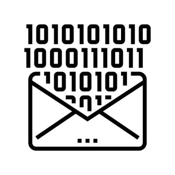 Email message with binary code line icon vector illustration Stock Illustration