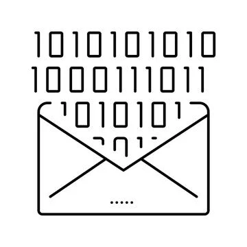 Email message with binary code line icon vector illustration Stock Illustration