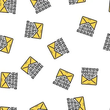 Email message with binary code vector seamless pattern Illustrazione stock