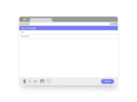 Email message blank window. E-mail empty frame. Mail mock up template. Window Stock Illustration