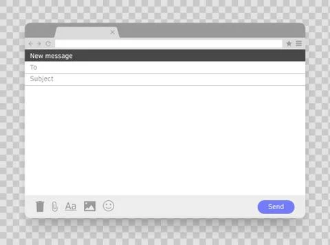 Email message blank window. E-mail empty frame. Mail mock up template. Window Stock Illustration