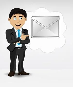 Email message in bubble idea concept of man in suit vector illustration Illustrazione stock