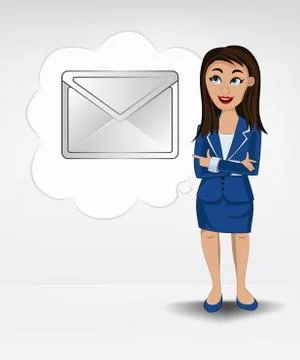 Email message in bubble idea concept of woman in suit vector illustration 스톡 일러스트