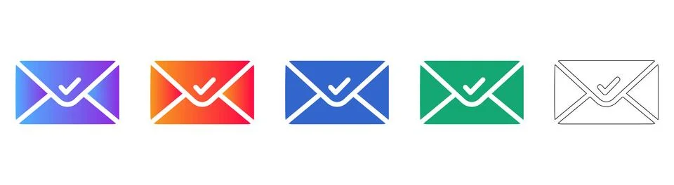 Email Message with Confirmation Checkmark Icons Illustrazione stock