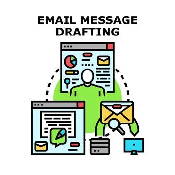 Email message drafting concept creating new digital correspondence Stock Illustration