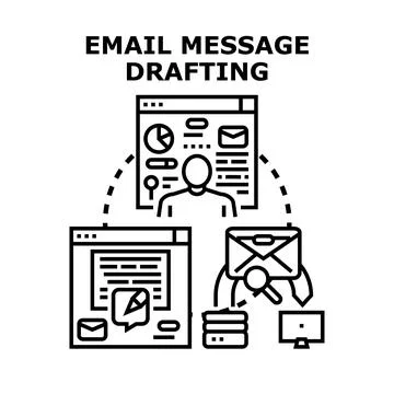Email message drafting concept creating new digital correspondence Stock Illustration