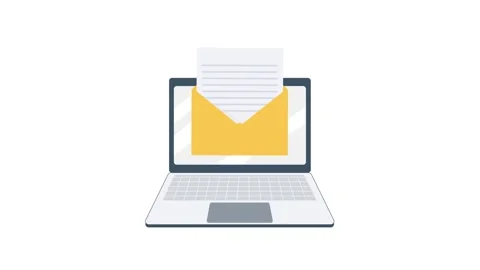 Email Message Envelope and Laptop Animation on White and Green Screen Stock Footage 315092968
