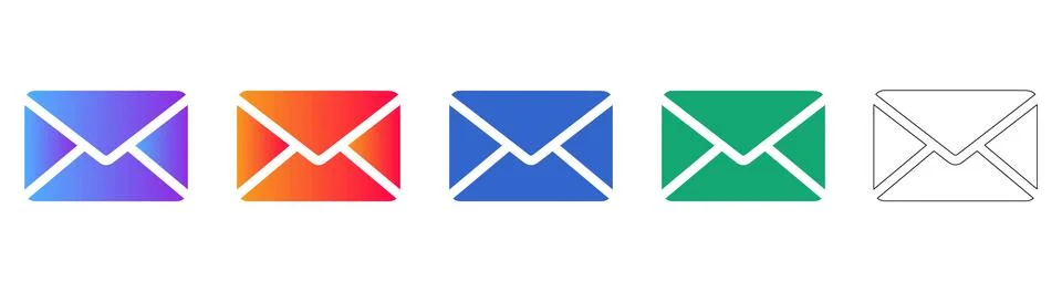 Email Message Envelope Icon Collection Stock Illustration
