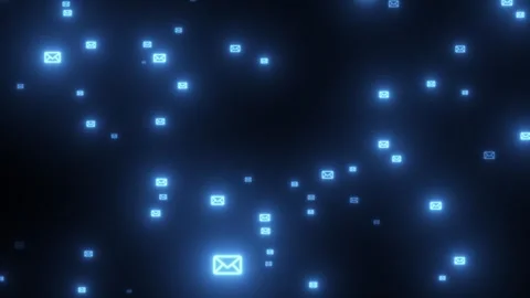 Email message envelope icon floating animation isolated on black background Stock Footage 334647506