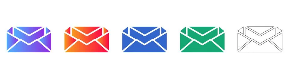 Email Message Envelope Icon Set Stock Illustration