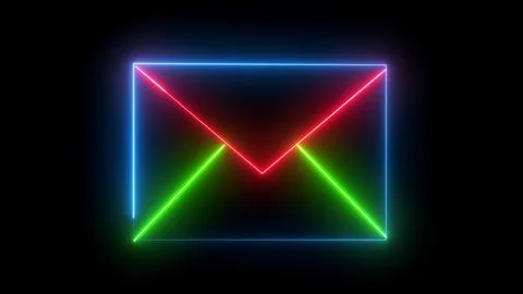 Email message envelope in neon light background Ilustração Stock