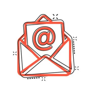 Email message icon in comic style. Mail document cartoon vector illustration  Illustrazione stock