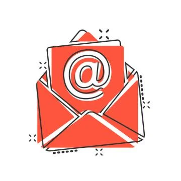 Email message icon in comic style. Mail document cartoon vector illustration  Illustrazione stock