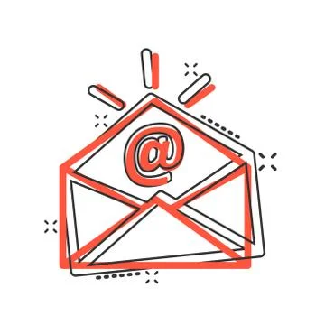 Email message icon in comic style. Mail document cartoon vector illustration  Illustrazione stock