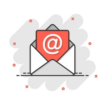 Email message icon in comic style. Mail document cartoon vector illustration  Stock Illustration