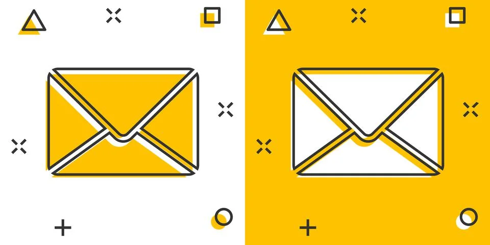 Email message icon in comic style. Mail document cartoon vector illustration  Illustrazione stock