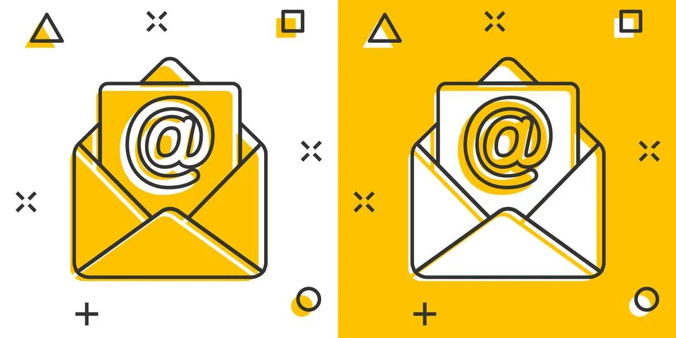 Email message icon in comic style. Mail document cartoon vector illustration  Stock-Illustration