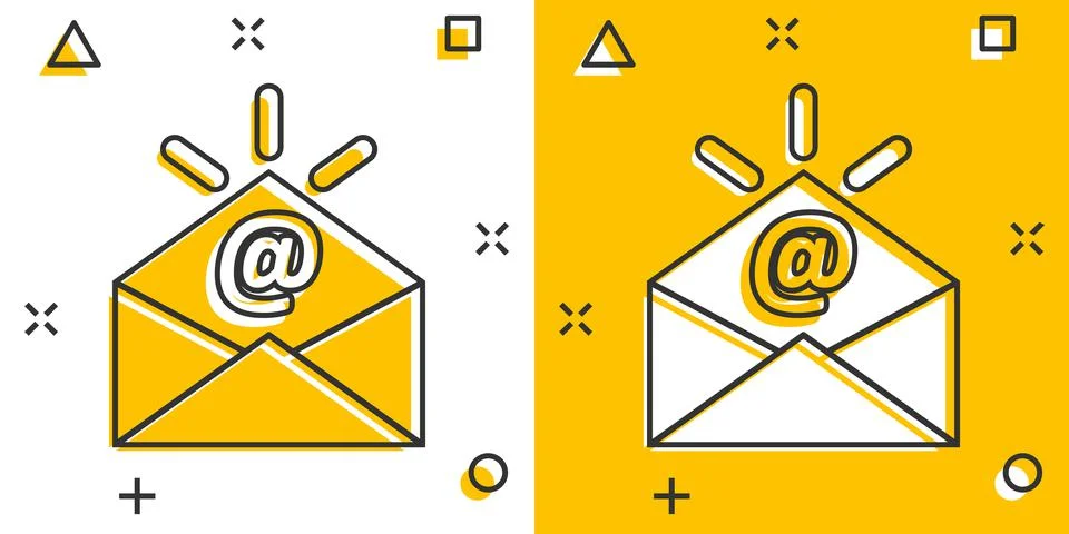 Email message icon in comic style. Mail document cartoon vector illustration  Stock Illustration