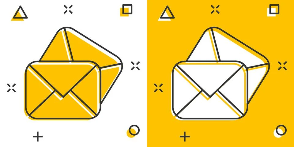 Email message icon in comic style. Mail document cartoon vector illustration  Illustrazione stock