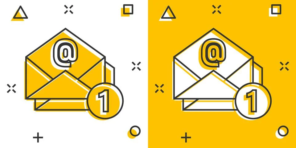 Email message icon in comic style. Mail document cartoon vector illustration  Illustrazione stock