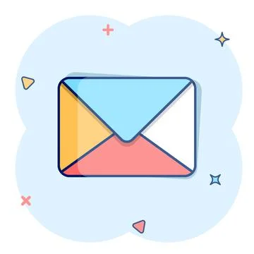 Email message icon in comic style. Mail document cartoon vector illustration  Illustrazione stock