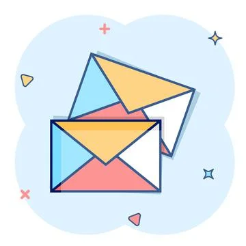 Email message icon in comic style. Mail document cartoon vector illustration  Stock-Illustration