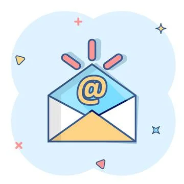 Email message icon in comic style. Mail document cartoon vector illustration  Stock-Illustration