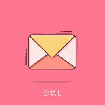 Email message icon in comic style. Mail document cartoon vector illustratio.. Stock-Illustration
