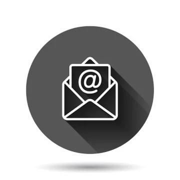 Email message icon in flat style. Mail document vector illustration on black  Stock Illustration