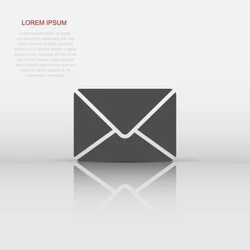 Email message icon in flat style. Mail document vector illustration on whit.. Stock Illustration