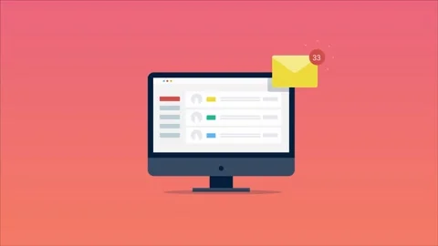 Email message inbox interface notification on desktop computer. Stock Footage 172235699